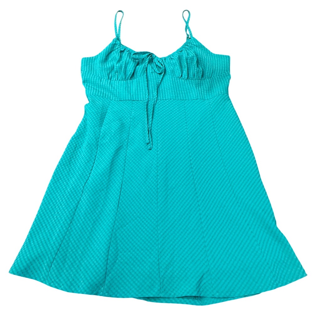 Le Lis Collection Teal Gingham Mini Dress Womens Medium ID4554 Green Tie Front